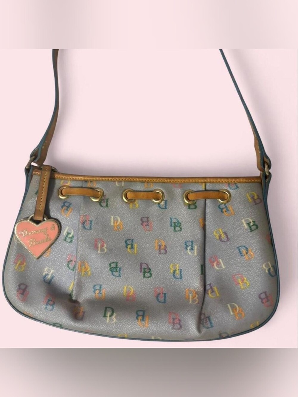 🌈💕Vintage Y2K baby blue Dooney & Bourke colorful monogram shoulder bag💕🌈
